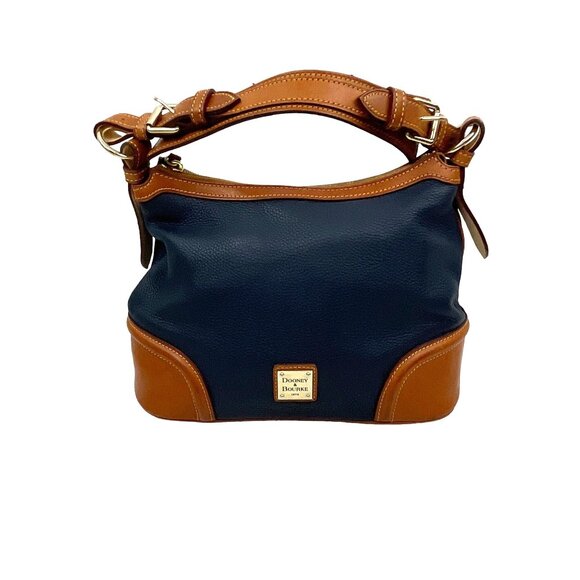 Dooney & Bourke Wexford Leather Hobo Navy & Brown Leather...